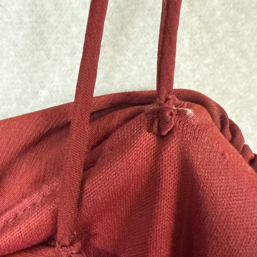 Vtg Y2K Red Slip Dress Ruched  Vamp‎ Romantic Goth 90s Whimsigoth SMALL Flaws - Picture 11 of 13